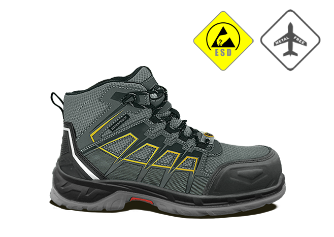 Waterproof Safety Boot, 122 GREY LACE UP MID CUT SHOE, WaterProof safety shoes, oscar safety shoes 122, oscar 122