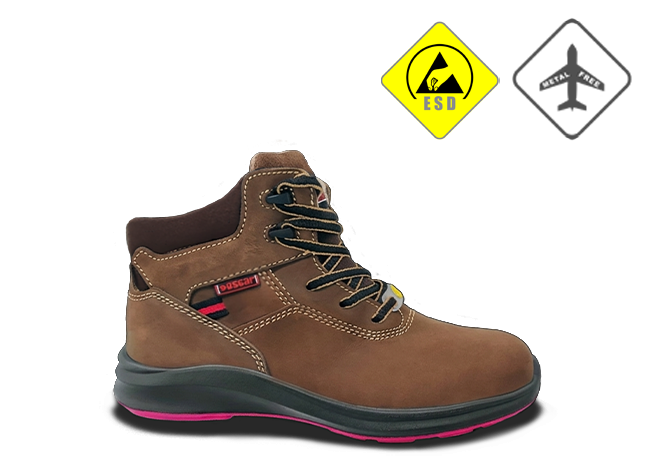 Lady safety boot, Oscar 831 Lady, Ladies safety boot, 831-brown-lace-up-mid-cut-boot
